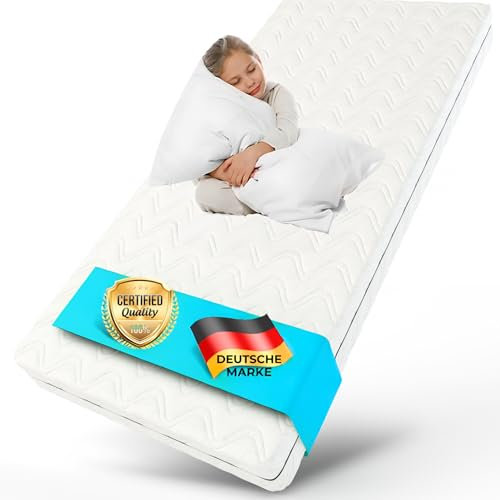 ALAVYA HOME® Kindermatratze 90x200 mit waschbarem Baumwolle Bezug I ÖkoTex Zertifiziert Nachhaltig auf Schadstoffe geprüft Kaltschaum Matratze 90x200 für Bodenbett Hausbett mit 12cm hoch I Made in EU