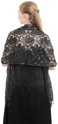 FAIRYGATE Cape Shawls and Wraps for Wedding Fringed Scarf for Evening Dresses Elegant Capes Lightweight Bridal Shawl with Tassels Scarves for Women and Bride Scarfs Gifts UC0920
