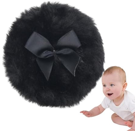 Pompon à poudre à fourrure - Poudre pour le corps - Doux et rond - Avec nœud - Outil de maquillage sec - Applicateur de poudre corporelle pour bébés, et adultes