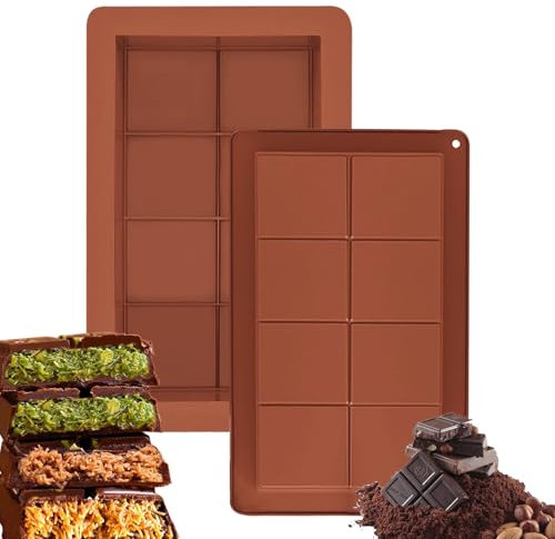 2 Pezzi Stampo Per Tavoletta Di Cioccolato In Silicone, Stampo Per Tavoletta Di Cioccolato Profondo, Senza BPA, Richiedi zucchero, cioccolato, torta, gelato