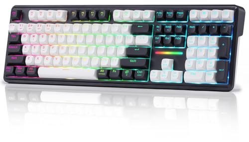 Redragon K745 Pro - Teclado inalámbrico RGB para Juegos, Teclado mecánico de 108 Teclas con 4 Teclas de Acceso rápido adicionales, Enchufe LED orientado al Sur de Intercambio en Caliente, US Layout