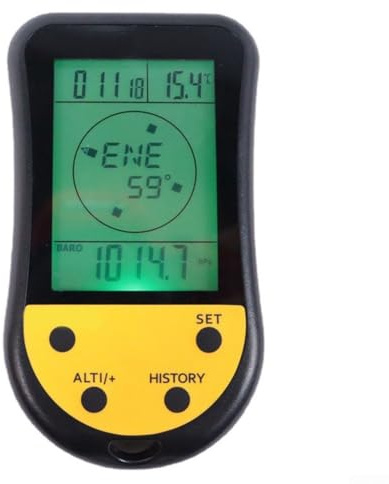 Rackumic Elektronisk digital höjdmätare LCD bakgrundsbelysning barometer termometer väderprognos klocka kalender bärbar multifunktion utomhus vandring klättring camping fiskeverktyg med höjd