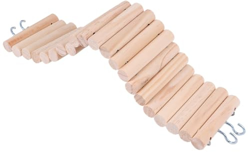 DOITOOL Wooden Pet Hanging Climb Bridge Ladder 7.5x30cm Bendable Hamster Ladder Chew for Small Birds and Rodents Cage Climbing Accessory