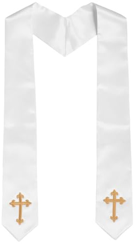 Gatuida Estola Clerical de Satén Color para Adultos con Cruz Bordada, Estola del Coro Unisex para Vestimenta del Clero, Accesorios para Sacerdotes en Ceremonias Religiosas y Bodas