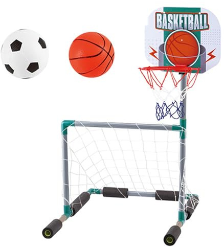 Aro de Baloncesto Flotante para Piscina, portería de fútbol Flotante 2 en 1, aro de Baloncesto con 2 Pelotas inflables para niños, Verano