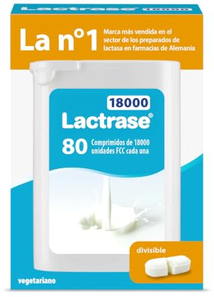 Pro Natura® Lactrase 18000 FCC, 80 comprimidos de lactasa para la intolerancia a la lactosa, para disfrutar sin problemas de la leche y los productos lácteos.