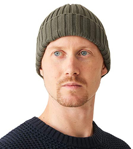 CHARM Hombres Fisherman Gorros Beanie 100% Algodón Damas Tejido Gorros Beanie Gorra Clásico Diseño Sencillo Acanalado Flojo Sombrero Caqui