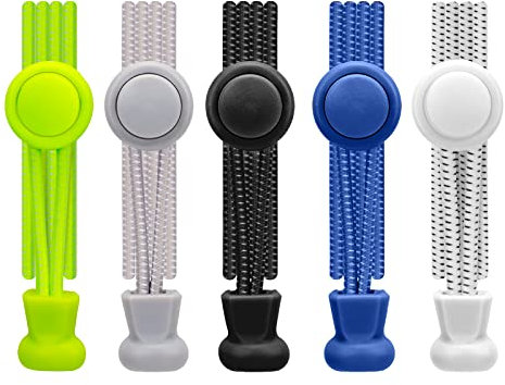 AIXMEET 5 Paires de Lacets Élastiques Enfant Autobloquants, No Tie, Lacets Élastiques sans Immobiliser avec 100cm pour Adultes, Personnes âgées, Désactivé, Coureurs, Marathon,Triathlon…