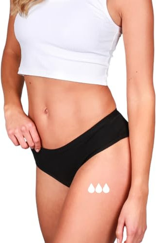 Taynie Classic Periodenunterwäsche - auslaufsichere Periodenwäsche - Menstruationsunterwäsche - ersetzt 2 Tampons, Periodenslip Tragedauer bis 12 Std., 60° waschbar (42, Schwarz)