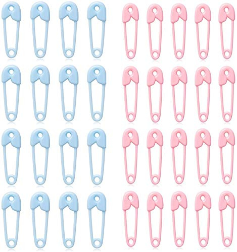 Mini Plastic Safety Pin Girl Baby Shower Table Decor 72Pcs Pins Baby Shower Favor Charms(36 Pink + 36 Blue)