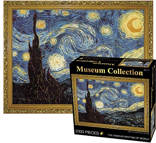 TINYOUTH 1000 Pieces Puzzle for Adults, 《Starry Night》Museum Collection Jigsaw, 70x50CM Famous Painting Puzzle, Stress Reliever Staycation Kill time for Adults Ages14+