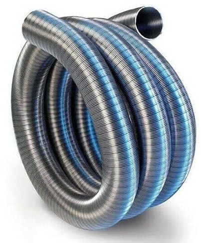 Skorsten flexibelt rökfoder, 100 mm/ 2,5 m, multibränsle, rostfritt stål, flexrör