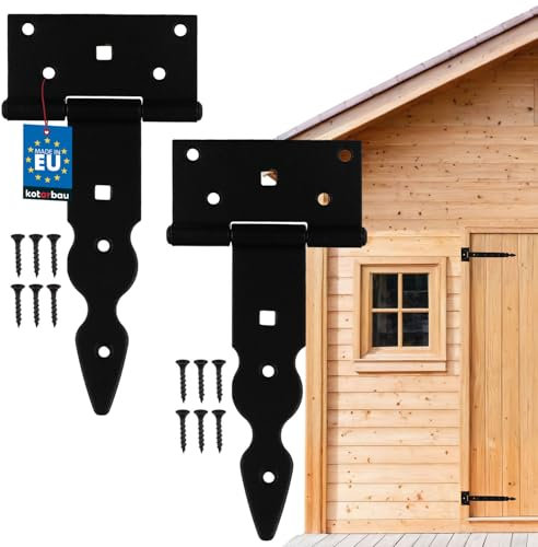 KOTARBAU® Lot de 2 charnières en T décoratives en forme de croix Revêtement par pulvérisation Noir 150 mm