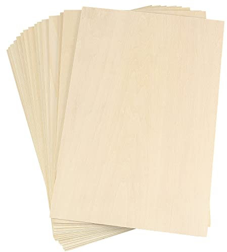PINGEUI 15 Pieces 300 x 200 x 1.5mm Plywood Sheets, A4 Balsa Wood Sheets Unfinished Blank Plywood Board for Wood Craft, Painting, Carving, Model Making Projects
