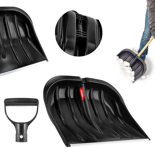 KADAX Pelle à neige sans manche - 49 cm de large - Pelle à neige - Pelle à neige - Pelle à neige en plastique - Pelle à neige (1, noir avec bord en tôle)