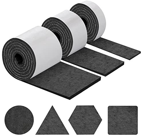 shinfly Filzgleiter Selbstklebend, Filz Selbstklebend Möbelgleiter - 4mm Dicker, Schneiden Sie Jede Form, Stark Klebendes Filzgleiter für Stühle Möbel(100cm*10cm+100cm*5cm+100cm*2cm) - Schwarz