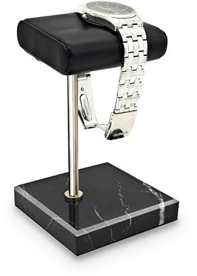 CHADWICK Supporto per orologi con base in marmo, realizzato a mano, da uomo, con vassoio in pelle PU, porta orologi per orologi, braccialetto, regalo da uomo per la festa del papà, Natale