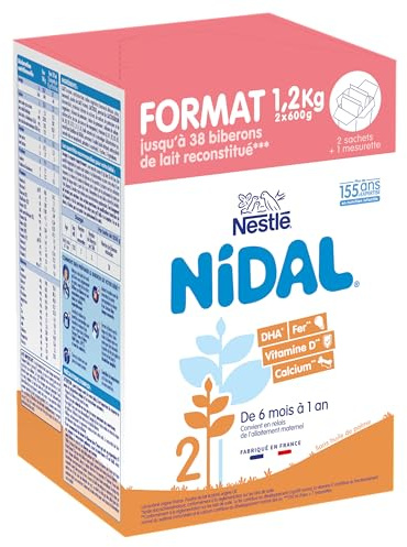 Nestlé Nidal 2 Babymilchpulver für Babys von 6 bis 12 Monaten, 2 Beutel à 600 g