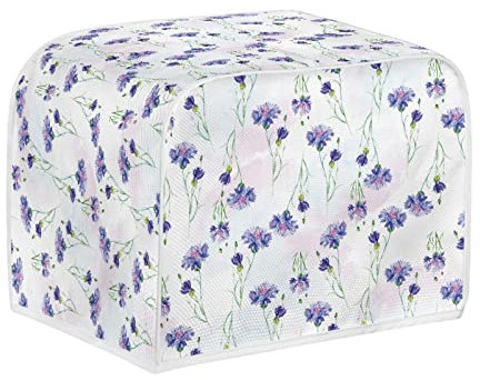 Kuiaobaty Purple Carnation Toaster Cover 2 Slice, Watercolor Floral Bread Maker Cover with Hook