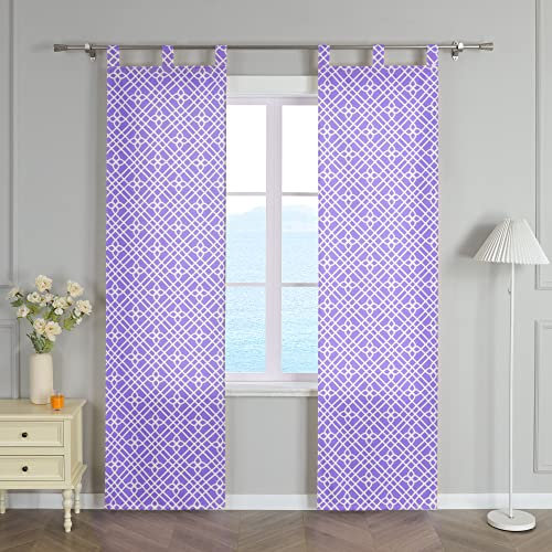 ESLIR Schiebegardinen Blickdicht Flächenvorhänge Set 2er Schiebevorhang Wohnzimmer Gardinen mit Schlaufen Landhaus Vorhang Rautenmuster Lila BxH 57x225cm 2 Stück