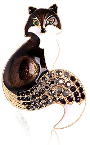 spille gioiello Retro volpe spilla con diamanti strass animale spilla maglione corpetto accessori fibbia a scialle nero