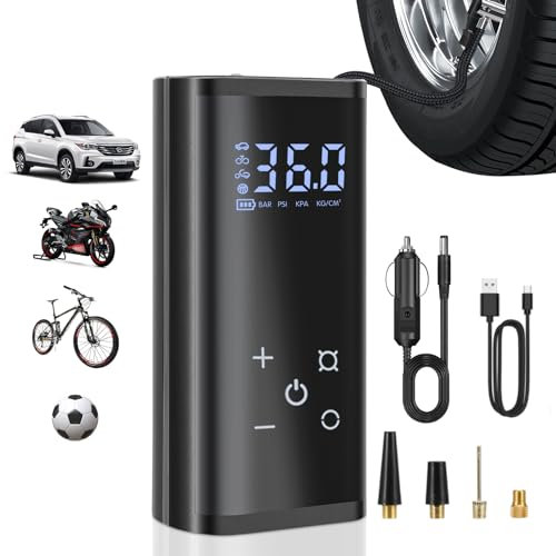 YUGUANG Gonfleur de Pneu Compresseur d'air Portable Pompe à air pour Voiture, 6000mAh Compresseur d'air électrique de Pompe à air sans Fil 150 PSI avec écran Tactile/éclairage pour Moto Auto Vélo.
