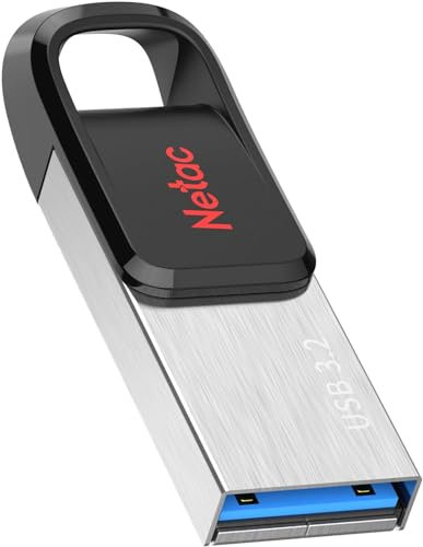 Netac 64GB USB Flash Drive, USB 3.2 Gen 1 Thumb Drive with Up to 120MB/s Read Speed, Compact Metal Memory Stick with File Protection for PC, Mac, TV and Car Audio, UM3