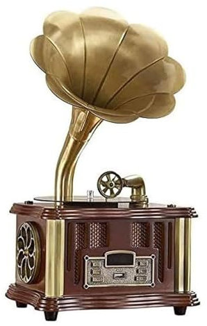 Turntable Gramophone Vinyl Record Player with Built-in Speaker 3.5mm Aux-in/USB/FM and Bluetooth Function - Perfect for Home/Office Music Lovers