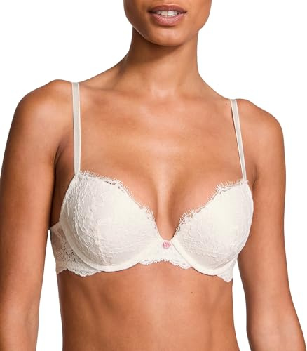 Victoria's Secret Dream Angels Push Up Bra, Padded, Plunge Neckline, Lace, Coconut White, 38DDD