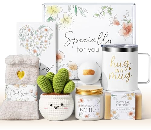 Self Care Get Well Soon Gifts Basket for Women, Easter Birthday Gifts for Women Spa Care Package, Thinking of You Inspirational Sympathy Gift Basket, Mother's Day Gift for Her Mom Grandma Sister Wife