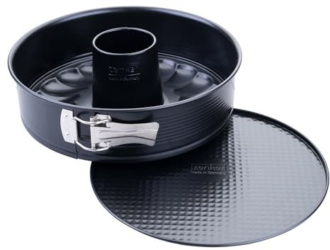 Zenker 6559 Moule à savarin, à manqué et savarin à charnière, gâteau couronne à charnière, gâteau rond, Acier, Noir, 26 x 6,5 cm