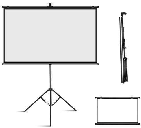 Schermo per proiettore con supporto, treppiede portatile HD, leggero, pieghevole manuale, film home theatre, formato 16:9, 72 pollici