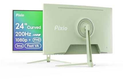 Pixio PXC248 Wave Mint Green 24 inch 200Hz Refresh Rate FHD 1080p Resolution 1500R Curve Fast VA Panel 1ms GTG Response Time Adaptive Sync HDR Curved Gaming Monitor