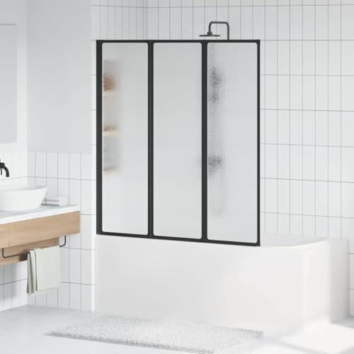 Junta para puerta de ducha de cristal, mampara de ducha, color negro, 132 x 2 x 140 cm, aluminio para puerta de ducha plegable para zonas abiertas