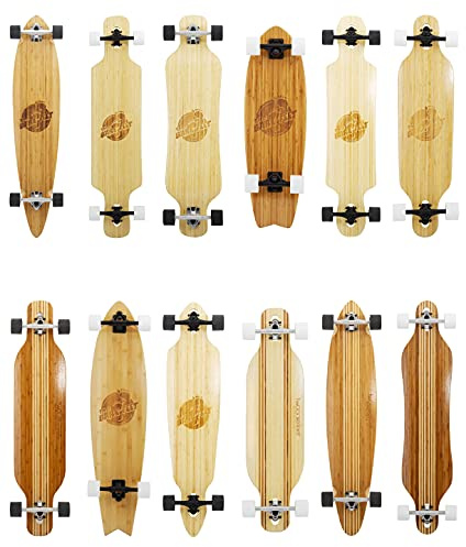 Two Bare Feet 'The Deacon' 40 Bamboo Cruiser Longboard Skateboard – 8-Ply Maple/Bamboo Complete with 70mm Wheels, ABEC 7 Bearings & Black Trucks (Black Wheels)