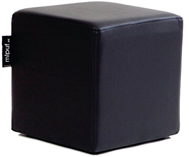 MiPuf - Puff Taburete Cuadrado | Puff con Relleno Incluido Válido como Reposapies Salon | Taburete Dormitorio Versatil con Estructura Sólida y Amoldable | Tapizado para Exterior | Negro