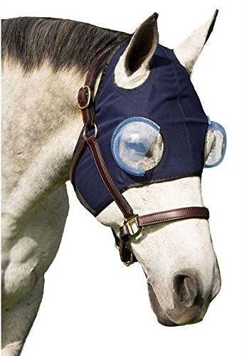 Equine-Medi Lens Horse Eye Protection Hood, Shatterproof, UV Protection, Flexible Lens for Corneal Ulcers, & Eye Injuries, Compatible w/Horse Fly Mask, MD/LG Size