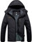 GEMYSE Herren Outdoor-Skijacke Wasserdicht Winddicht Winterjacke Fleece mit Kapuze für den Berg (Schwarz02,L)