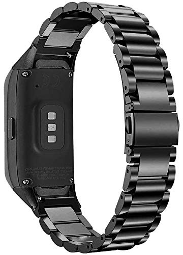 TenCloud Strap for Galaxy Fit Straps, Replacement Metal Stainless Steel Arm Bands Bracelet Wristbands Compatible with Samsung Galaxy Fit SM-R370 Activity Tracker (Black)