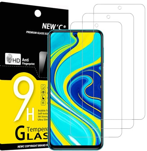 NEW'C 3 Piezas, Protector Pantalla para Xiaomi Redmi Note 9S, 9 Pro, 9 Pro MAX, Cristal templado Antiarañazos, Antihuellas, Sin Burbujas, Dureza 9H, 0.33 mm Ultra Transparente, Ultra Resistente