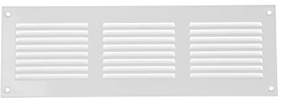Repa Market 12x4 Inch Air Vent Cover/White Galvanized Steel Louvered Grill Cover with Mesh Screen/Wall or Ceiling Vent/Durable Flush Mount HVAC Register for Indoor and Outdoor Ventilation
