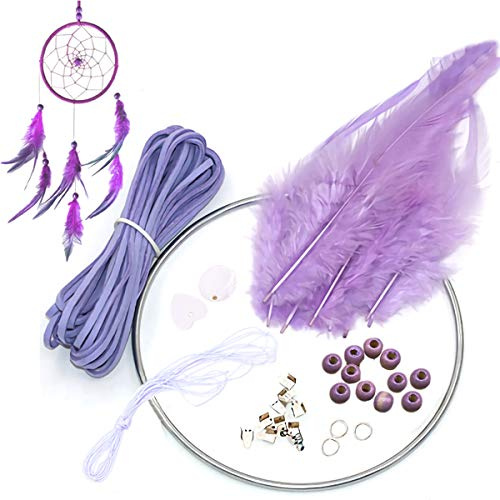 Handgefertigt Dreamcatcher,Spitze Traumfänger,Handgefertigt Spitze Traumfänger,Makramee Wandbehang Ornament,Boho Traumfänger, für Car Hochzeit Home Schlafzimmer Wohnzimmer Dekoration (lila)