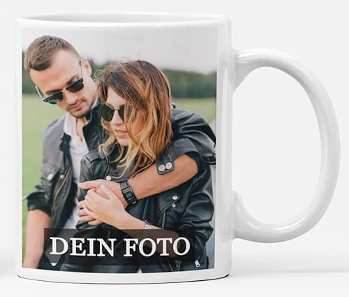 Keramik Tasse mit 2 Fotos & Text bedrucken Lassen - Fototasse Personalisieren - Kaffeebecher zum selbst gestalten