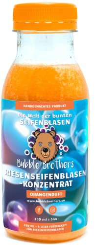 Bubble Brothers Riesenseifenblasen Konzentrat für 5 Liter Seifenblasen Nachfüllflasche für Kindergeburtstag Sommerfest Große Seifenblasen Giant Bubbles Seifenblasenlösung (Orangenduft)