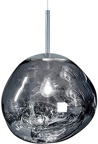 HWSY Lámpara De Suspensión Araña, Luminaria De Lava Moderna, Lámpara De Suspensión De Vidrio De Techo, Lámparas Colgantes De Espejo De Cobre Irregulares,Argent,20Cm Interesting