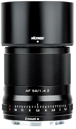 VILTROX Obiettivo 56 mm F1.4 f/1.4 Z-Mount, obiettivo standard APS-C autofocus per fotocamere mirrorless Nikon Z-Mount Z5 Z50 Z6 Z6II Z7 Z7II ZFC Z30 Z9 Z8 (nero)