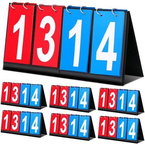Hiboom 6 Pcs Portable Scoreboard Flipper Table Top Score Keeper Waterproof 4 Digital Scoreboard Flipper for Basketball Soccer Tennis Volleyball Cornhole Sports Games P. E Classroom Activities