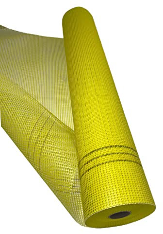 VaGo Tissu d'armature en fibre de verre 50 m², 165 g/m², jaune, 4 x 4 mm