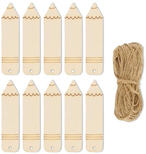 PYEUIFT 10-teiliges Blanko Lesezeichen Set Aus Holz Mit 5 M Seil DIY Lesezeichen Aus Holz Zum Basteln Für DIY Lesezeichen Handgefertigtes Basteln Geschenketiketten DIY Lesezeichen Holz Leere DIY
