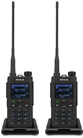 Retevis C62 Walkie Talkies, Dual Band Ham Radio, Walkie Talkies for Adults, 2 Way Radio Long Range, Flashlight, 2000mah, Type-C, Handheld Radio for Hiking/Hunting/Camping (Black 2pack)